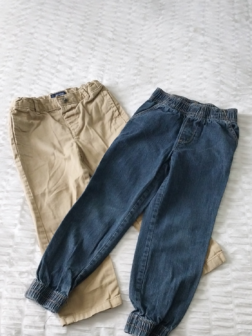 5T Elastic Waist Jogger Jeans and Khaki Pants Set - Blue & Tan